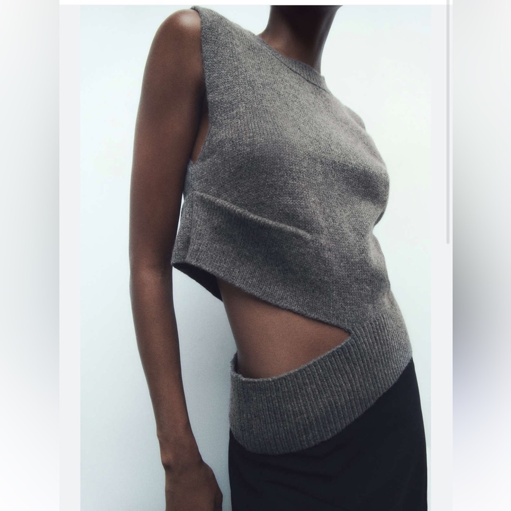 Zara Cut Out Knit Wool Blend Vest - NWT